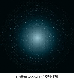 Abstract Futuristic Circuit Board. Digital Global Network Electronic Future Innovation Communication Business Connection. Technology Dark Blue Background. Technology Global Network Concept
