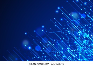 Abstract Futuristic Circuit Board. Digital Global Network Electronic Future Innovation Communication Business Connection. Technology Dark Blue Background. Technology Global Network Concept
