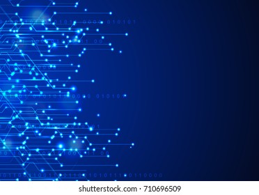 Abstract Futuristic Circuit Board. Digital Global Network Electronic Future Innovation Communication Business Connection. Technology Dark Blue Background. Technology Global Network Concept

