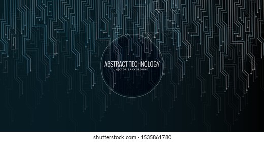 
Abstract futuristic circuit board, high computer technology dark blue background