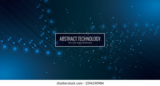 Abstract futuristic circuit board, high computer technology dark blue background