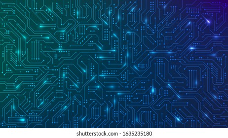 Abstract futuristic circuit board. High computer technology blue color background. Hi-tech digital technology concept. Vector illustration