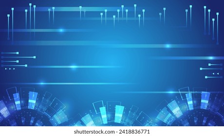 Abstract futuristic circuit board. High tech digital technology design. High computer technology elements on a blue background. Sci-fi concept for presentation or banner.