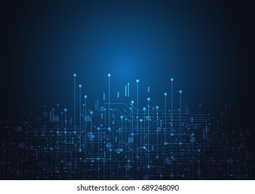 Abstract futuristic circuit board, High computer with technology dark blue color background. Hi-tech digital concept. Vector illustration