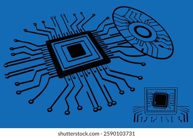 Abstract futuristic circuit board with a high-tech blue design. Perfect for technology, AI, and digital innovation projects. Modern cyber-tech concept ideal for web, UI, and backgrounds.