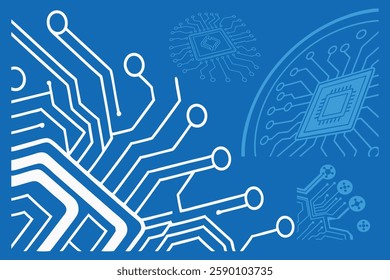 Abstract futuristic circuit board with a high-tech blue design. Perfect for technology, AI, and digital innovation projects. Modern cyber-tech concept ideal for web, UI, and backgrounds.