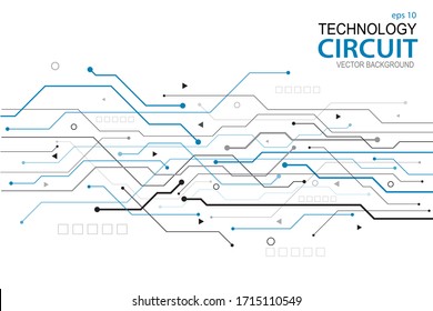 Abstract futuristic circuit board Illustration, Circuit board with various technology elements. Circuit board pattern for technology background. Vector illustration