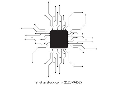 Resumen de placa de circuito futurista Ilustración, placa de circuito con varios elementos tecnológicos. Patrón de placa de circuito para el fondo de la tecnología. Ilustración del vector