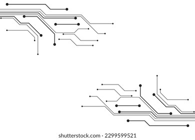 Resumen de placa de circuito futurista Ilustración, placa de circuito con varios elementos tecnológicos. Patrón de placa de circuito para el fondo de la tecnología. Ilustración del vector