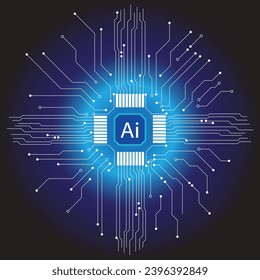 Abstract futuristic circuit board Illustration, Circuit board with Ai. Circuit board pattern for technology background. Vector illustration