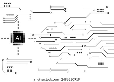 Abstract futuristic circuit board Illustration, Circuit board with "GENERATIVE AI ". Circuit board pattern for technology background. Vector illustration on white background.