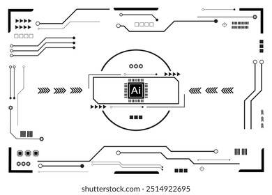 Abstract futuristic circuit board Illustration, Circuit board with "GENERATIVE AI ". Circuit board pattern for technology background. Vector illustration on white background.