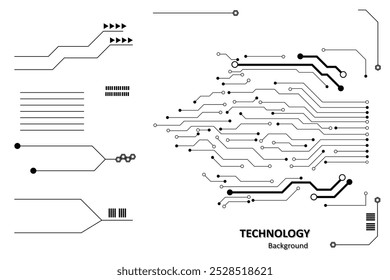 Placa de circuito futurista abstrata Ilustração, Placa de circuito. Padrão de placa de circuito para fundo de tecnologia. Ilustração vetorial