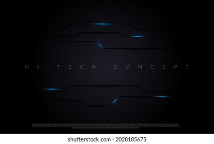 Abstract futuristic circuit board lights moving on black surface for poster, website and design concepts. Vector illustration eps 10
