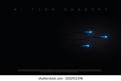 Abstract futuristic circuit board lights moving on black surface for poster, website and design concepts. Vector illustration eps 10
