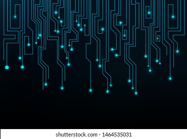 Abstract futuristic circuit board. Vector high computer technology electronic motherboard, hi-tech digital engineering concept on dark blue background