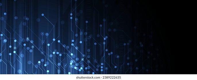 circuito futurista abstracto de la tecnología de internet de la computadora tablero de negocios de fondo oscuro, vector hecho a mano.