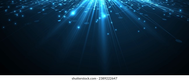 circuito futurista abstracto de la tecnología de internet de la computadora tablero de negocios de fondo oscuro, vector hecho a mano.