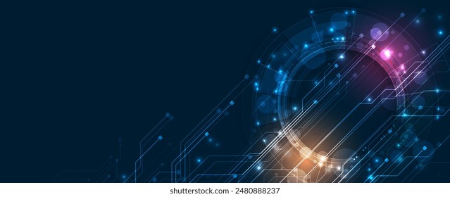 Abstract futuristic circuit computer internet technology board business dark background