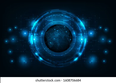 Abstract futuristic circuit connection to the world.vector and illustration