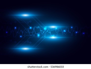 Abstract futuristic circuit with lighting technology dark blue color background. digital technology concept