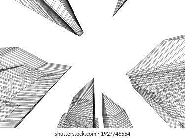 arquitectura abstracta de ciudad futurista 
ilustración vectorial 3d