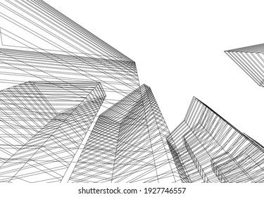 abstrakte futuristische Stadtarchitektur 
Vektorgrafik 3D