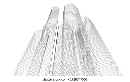 arquitectura abstracta de ciudad futurista 
ilustración vectorial 3d