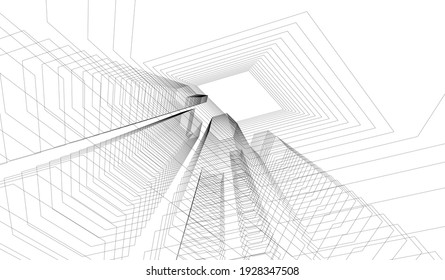 abstract futuristic city architecture 
vector 3d illustration