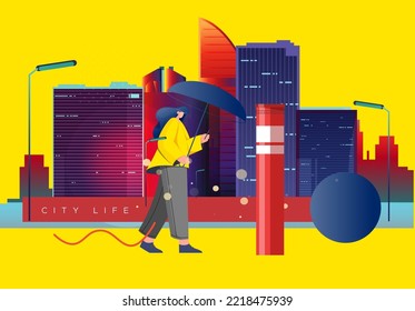 Abstract Futuristic City Building Skyline Composition  - Stock Illustration As EPS 10 File