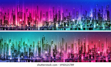 Abstract Futuristic City vector, Digital Cityscape background