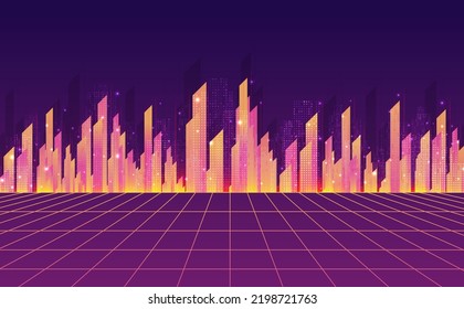 Abstract futuristic cityscape vector, Cyber punk theme, tech background, sci-fi