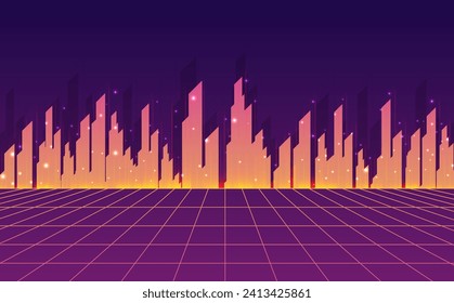 Abstract futuristic cityscape vector, Cyber punk theme, tech background, sci-fi