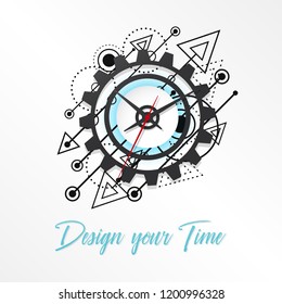 Abstract futuristic Clock concept design and Time gear, vector illustration