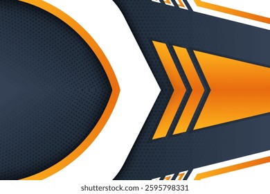 Abstract futuristic concept geometric background with yellow orange gradient for curve elements. Black and yellow abstract sports vector background with circle halftone pattern. 