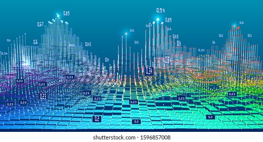 Abstract futuristic concept of predictive analysis. Big data. Quantum virtual cryptography. Business and science visualization of artificial intelligence. Blockchain. 