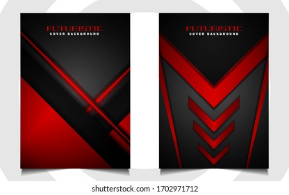 Abstract futuristic cover a4 background template with red technology style concept on black shapes. Modern layout vector design can use banner gaming, presentation business sport, automotive event