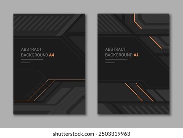 Abstract futuristic covers A4 set. Vertical geometric background for brochure, business presentation.