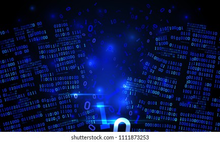 Abstract futuristic cyberspace with a hacked array of binary data, broken falling binary code, matrix background with digits, big data neural network