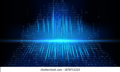 Abstract futuristic cyberspace with streaming binary code. Abstract technology background. Matrix with digits, data Breach