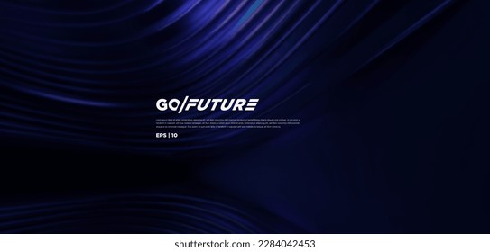 Abstract futuristic dark background with flowing wave design. Dynamic 3d wallpaper neon lights and ai luxury lines. Technology backdrop for digital, website, presentation, banner… vector illustration