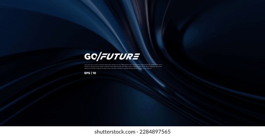 Abstract futuristic dark background with flowing wave design. Dynamic 3d wallpaper neon lights and ai tunnel lines. Technology backdrop for digital, website, presentation, banner… vector illustration