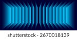 Abstract futuristic dark background with glowing blue rectangle perspective. Digital technology, sci-fi, cyber, vector design.	