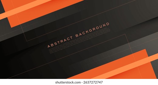 Abstract futuristic dark background. Simple overlap orange shapes and line pattern on dark background. Trendy shapes with shadow. Eps10 vector