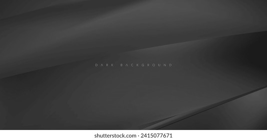 Abstract futuristic dark background with waved design. Realistic 3d design with luxury flowing lines. Elegant backdrop for poster, website, brochure, banner. vector illustration