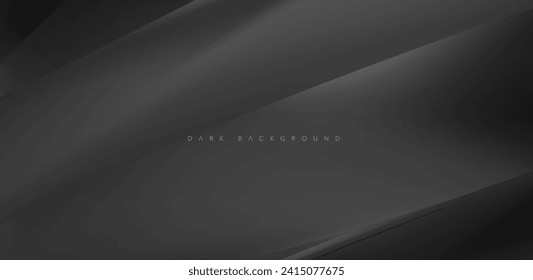 Abstract futuristic dark background with waved design. Realistic 3d design with luxury flowing lines. Elegant backdrop for poster, website, brochure, banner. vector illustration