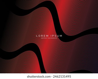 Abstract futuristic dark background with waving gradient design. Realistic 3d wallpaper with luxurious flowing lines. Elegant background for posters, websites, brochures, cards, banners, apps, etc.