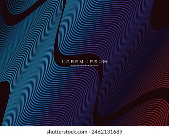 Abstract futuristic dark background with waving gradient design. Realistic 3d wallpaper with luxurious flowing lines. Elegant background for posters, websites, brochures, cards, banners, apps, etc.