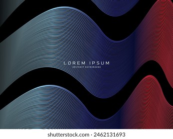 Abstract futuristic dark background with waving gradient design. Realistic 3d wallpaper with luxurious flowing lines. Elegant background for posters, websites, brochures, cards, banners, apps, etc.