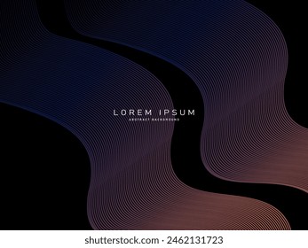 Abstract futuristic dark background with waving gradient design. Realistic 3d wallpaper with luxurious flowing lines. Elegant background for posters, websites, brochures, cards, banners, apps, etc.